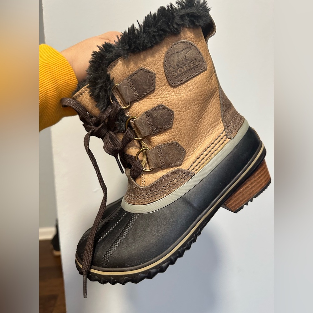 New Sorel Slimpack Pac Short Riding Leathe Waterproof Sherpa Lace Up Duck Boots